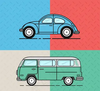 卡通复古车辆,背景元素