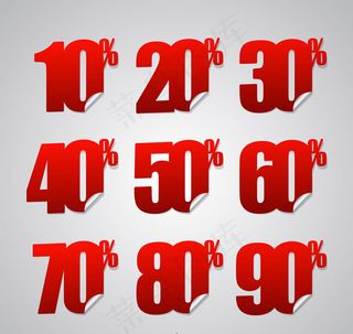 红色折扣数字贴纸
