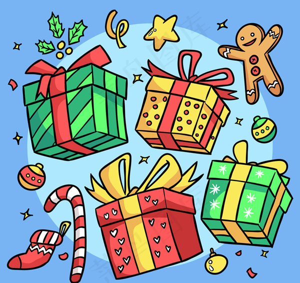 节日礼盒和姜饼人