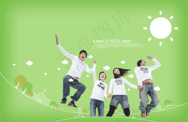 跃起的学生psd模版下载