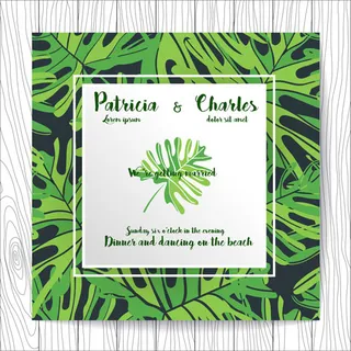 欧美绿叶邀请函