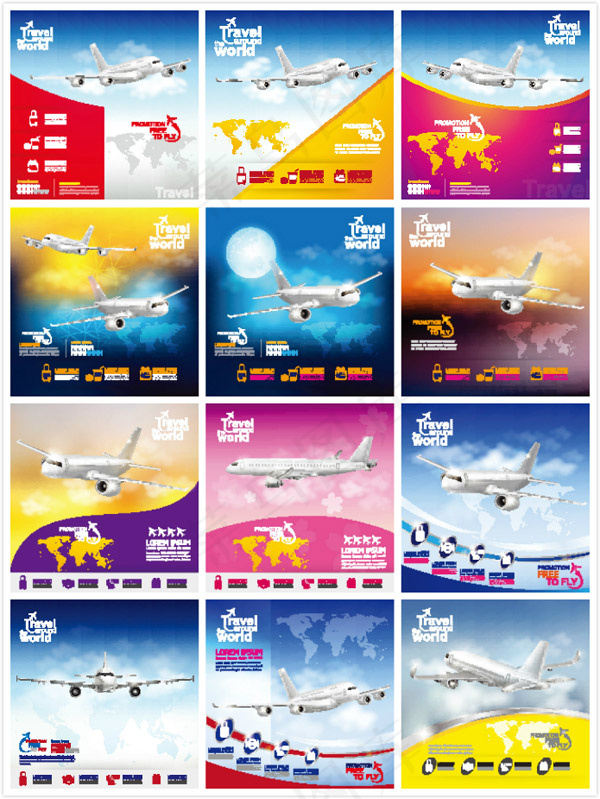 天空中的客机图表eps,ai矢量模版下载