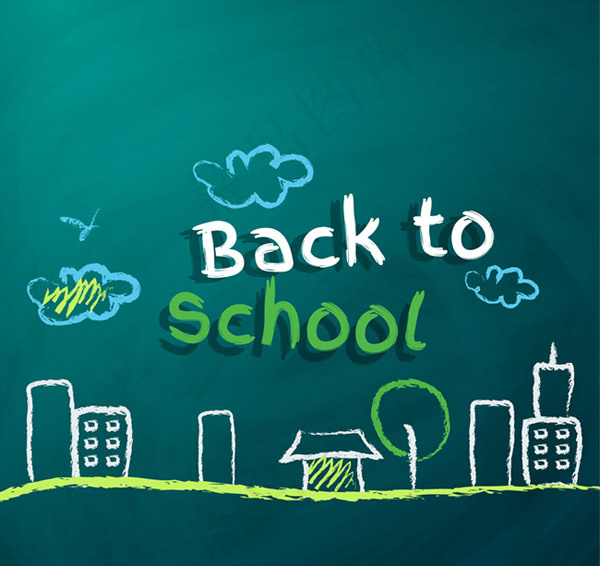 返校粉笔画矢量