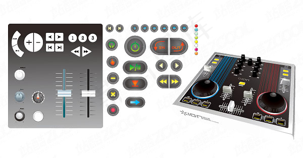 DJ混音台矢量ai矢量模版下载