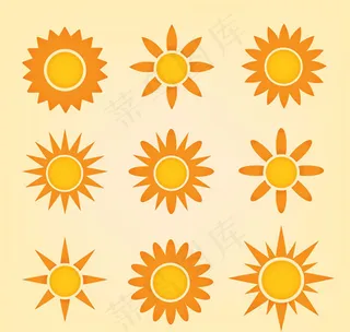 橙色太阳图标,免抠元素