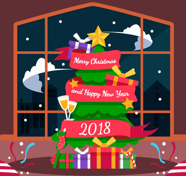 客厅彩色圣诞树