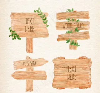 水彩绘木牌矢量
