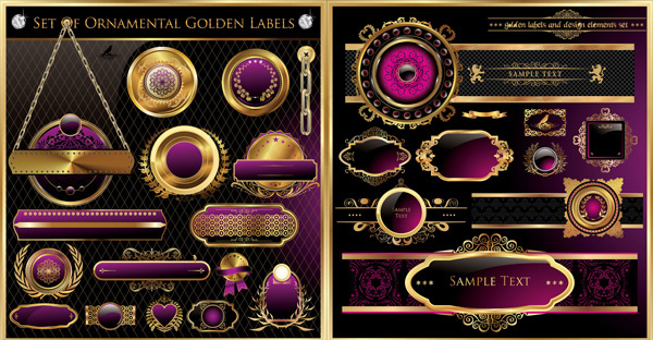 金边古典标签,免抠元素