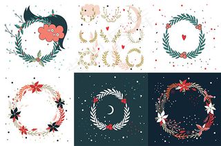 时尚花朵花环矢量