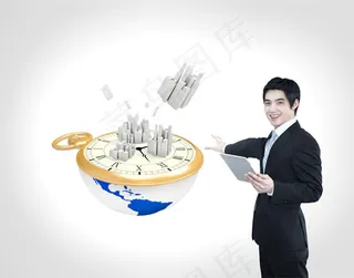 管理商务人物,背景元素