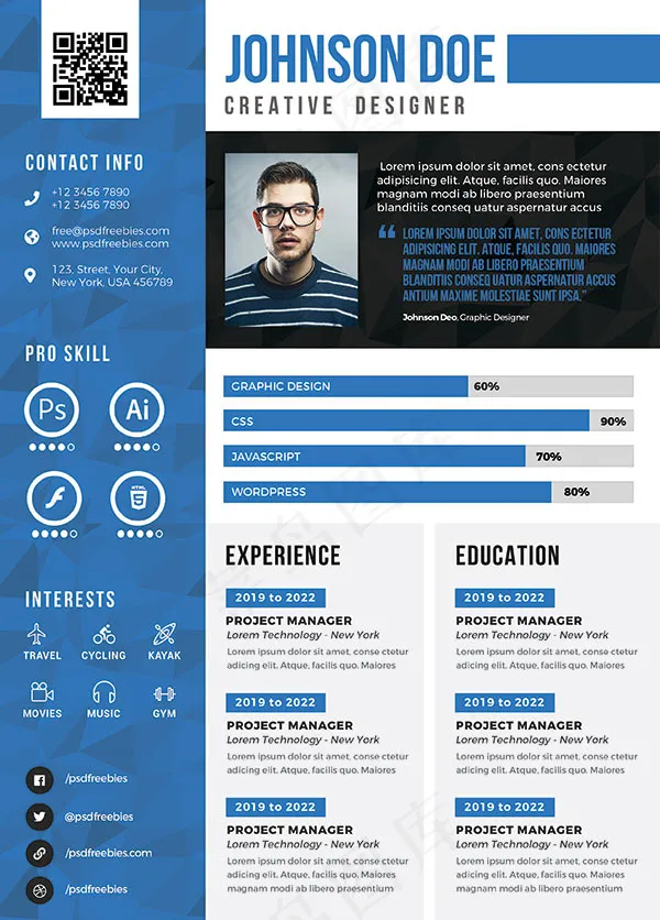 设计师简历模板(2475X3450(DPI:300))psd模版下载