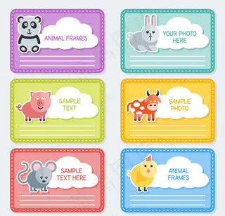 可爱动物照片边框,免抠元素