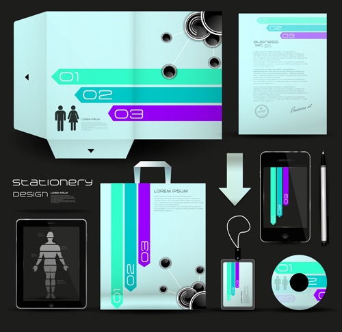 蓝色商务VI模板,背景元素