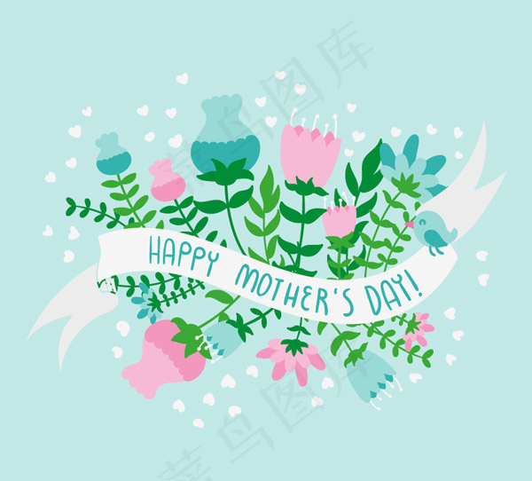 母亲节花卉与丝带