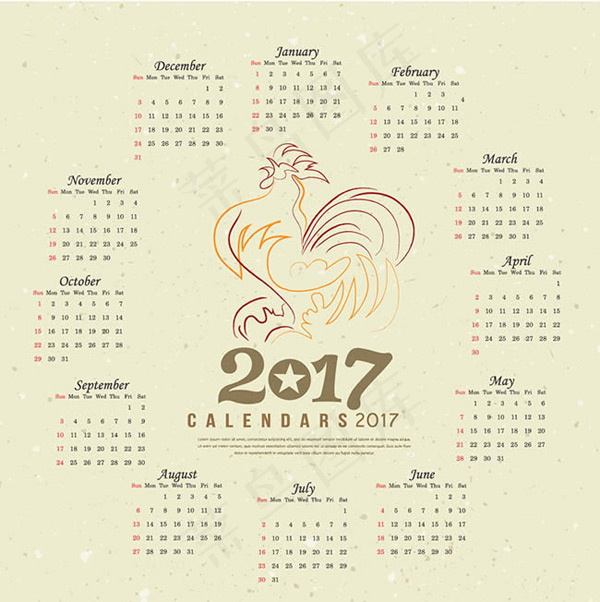 2017日历台历ai矢量模版下载