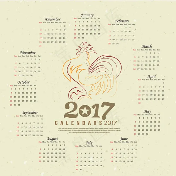 2017日历台历ai矢量模版下载