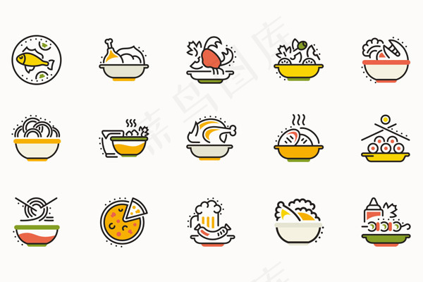 美食图标矢量,免抠元素