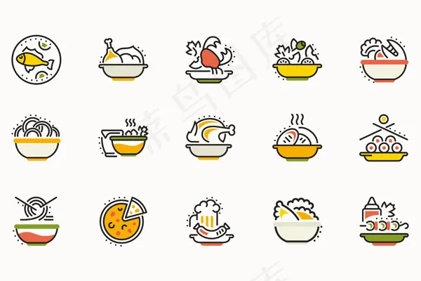 美食图标矢量,免抠元素eps,ai矢量模版下载