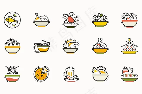 美食图标矢量,免抠元素