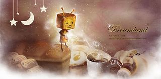 咖啡里加糖的方盒小人