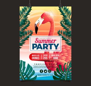 火烈鸟夏季派对传单