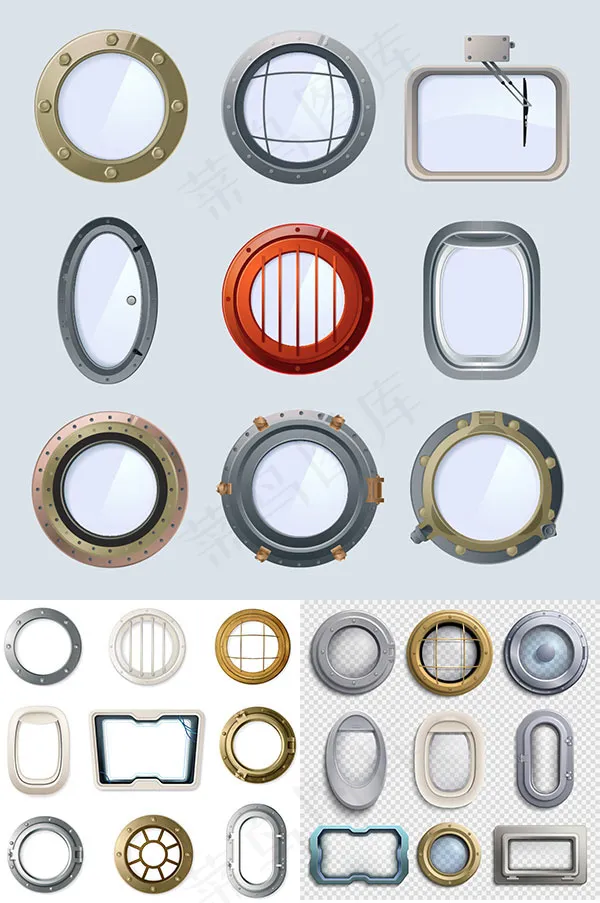 玻璃舷窗矢量ai矢量模版下载