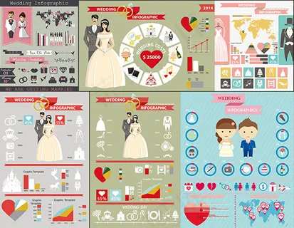 扁平化婚礼元素