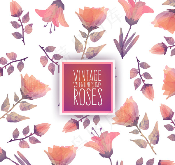 水彩花枝无缝背景