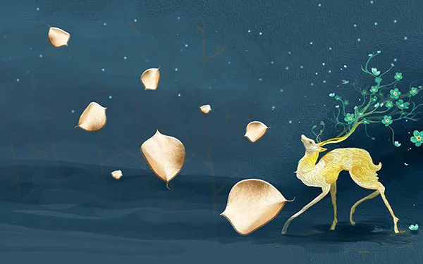 落叶麋鹿背景(9071X5669(DPI:72))psd模版下载
