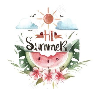 夏季西瓜艺术字