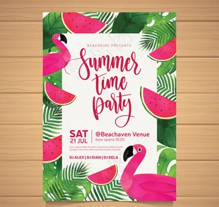 火烈鸟夏季派对传单