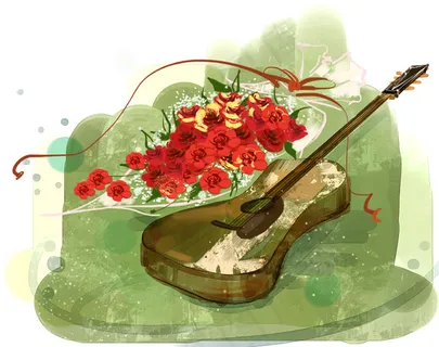 水彩背景与弦乐器 水彩背景与弦乐器