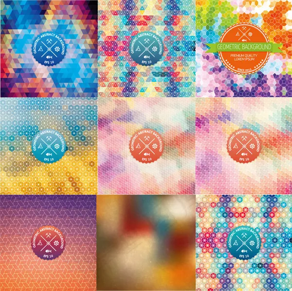 炫彩晶格化背景eps,ai矢量模版下载