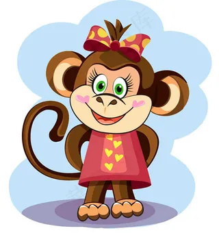 可爱卡通猴子,背景元素
