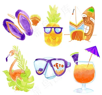 彩绘夏季度假元素