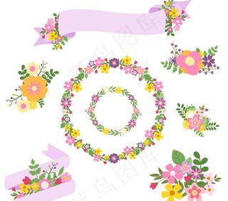 花束与丝带矢量