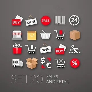 扁平化购物图标,免抠元素