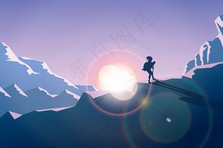 山坡徒步旅行者