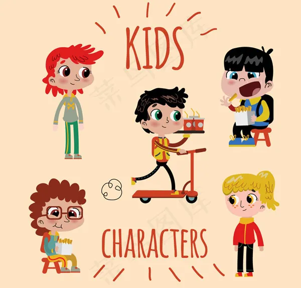 卡通大眼睛儿童ai矢量模版下载