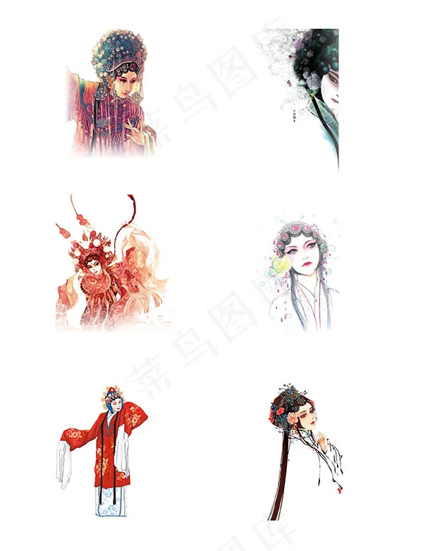 水墨京剧人物插画psd模版下载