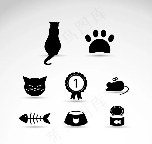 黑色猫元素图标,免抠元素ai矢量模版下载