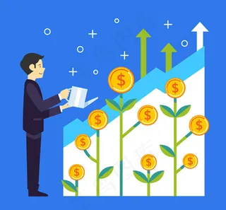 浇金币花的商务男子