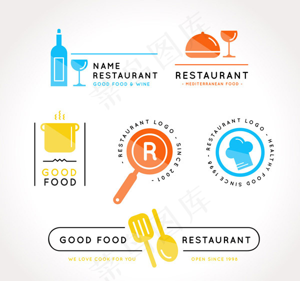 彩色餐馆标志