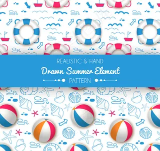 救生圈和沙滩球背景