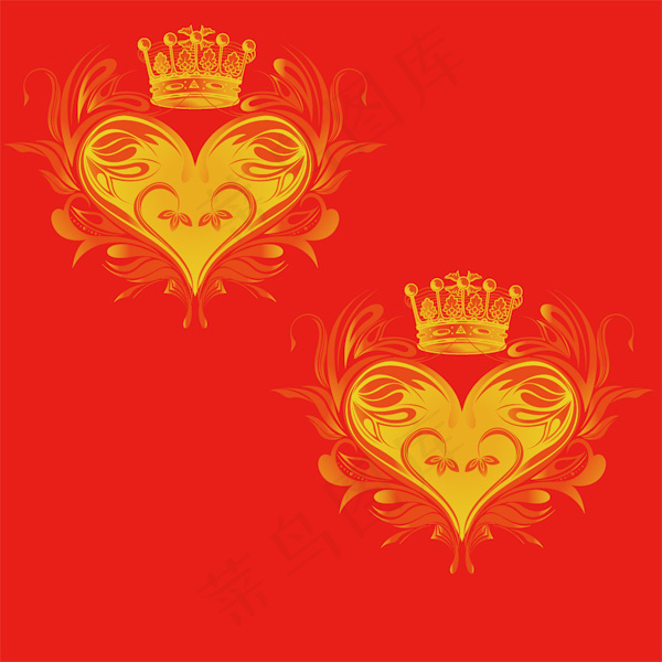 喜庆皇冠心形底纹
