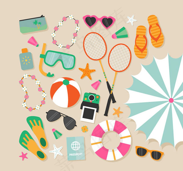 夏季沙滩度假元素