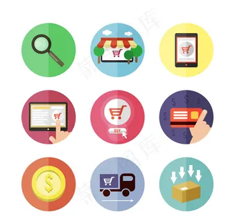 圆形电子商务图标,免抠元素,背景元素