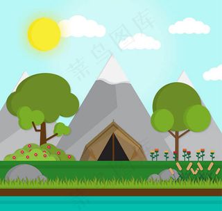 帐篷风景矢量