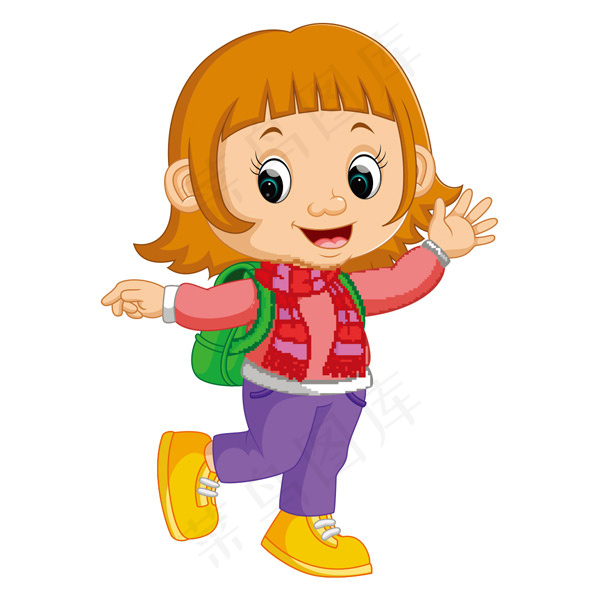 跳跃的卡通女孩,背景元素