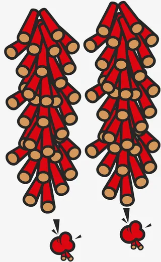 矢量装饰手绘新年鞭炮素材免抠